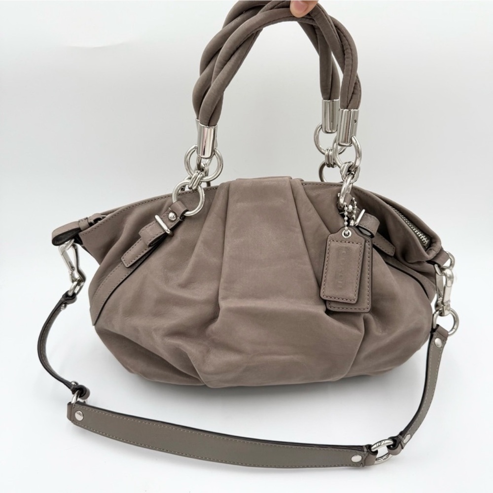 Coach Metallic Leather Twist Handle Satchel Crossbody Bag NWT - Picture 2 of 7